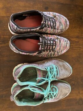 Colorful Knit Slip-On Sneakers & Mint Lace-Up Athletic Shoes